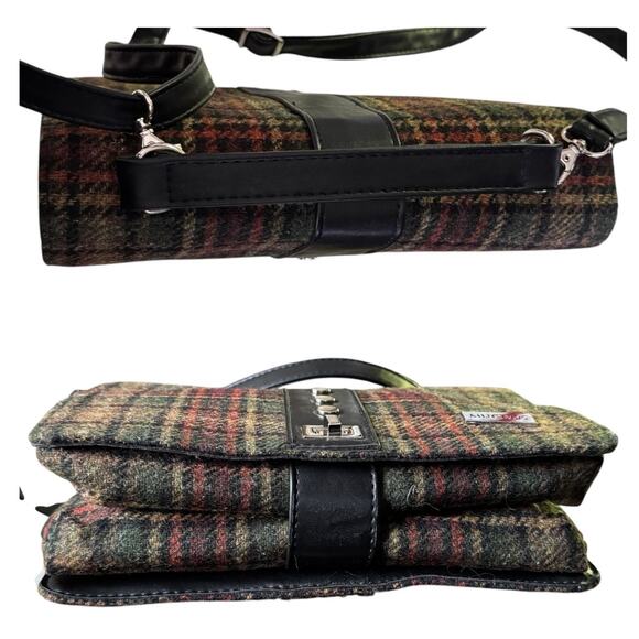 MUCROSS WEAVERS Irish Tweed Wool green & red Fiona Top Handle Crossbody - Picture 7 of 16